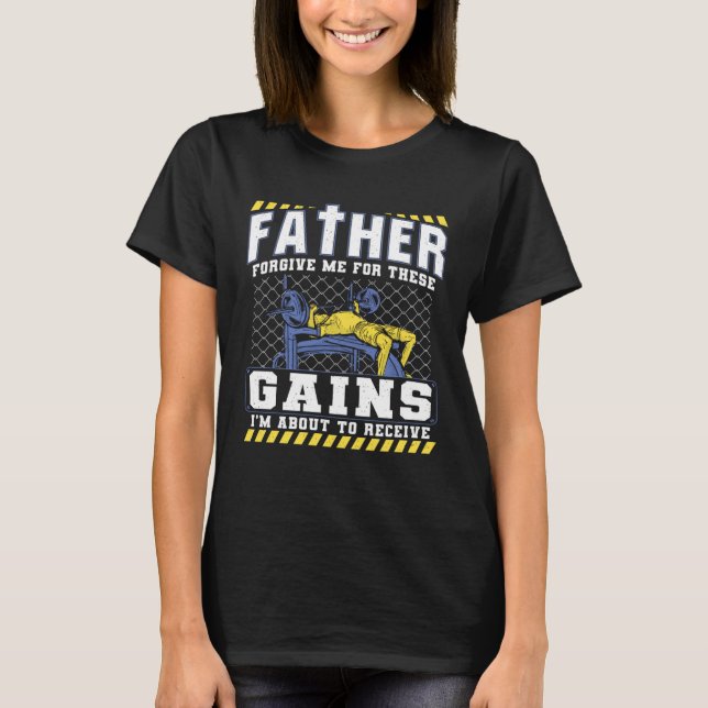 Christian gym workout  powerlifting bench press t shirt (Framsida)