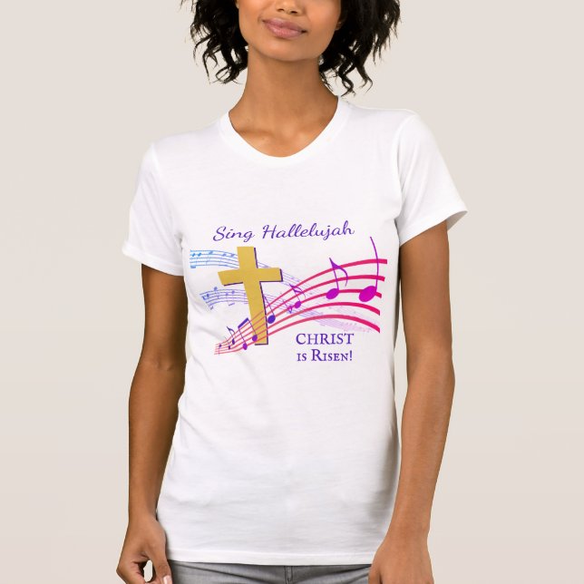 Christian HALLELUJAH CHRIST IS RISEN Påsk T Shirt (Framsida)