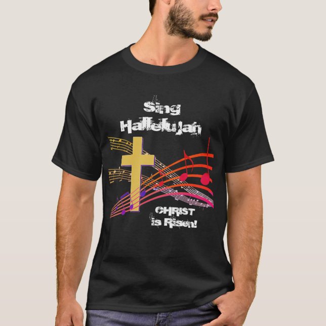 Christian HALLELUJAH CHRIST IS RISEN Påsk T Shirt (Framsida)