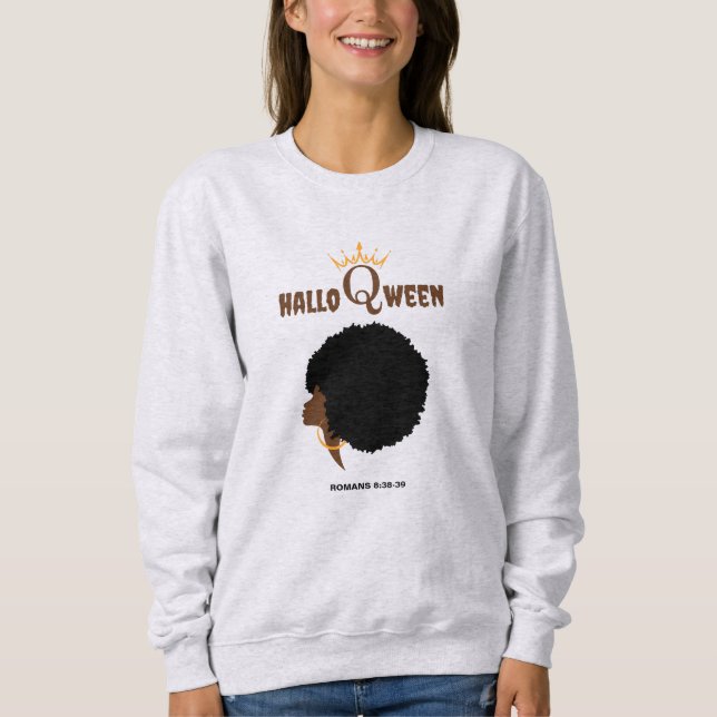Christian Halloween AFRO QUEEN Bible verse T Shirt (Framsida)