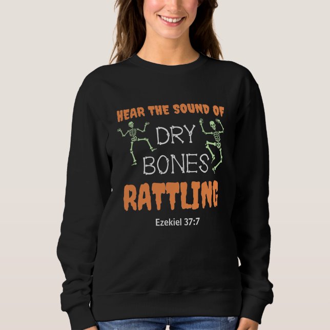 Christian Halloween DRY BONES RATTLING Dam T Shirt (Framsida)