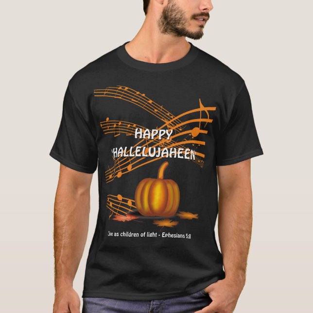 Christian Halloween LYCKLIG HALLELUJAHEEN | Pumpki T Shirt (Framsida)