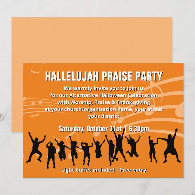 Christian Halloween PRAISE PARTY-inbjudan Inbjudningar (Fram/baksida)