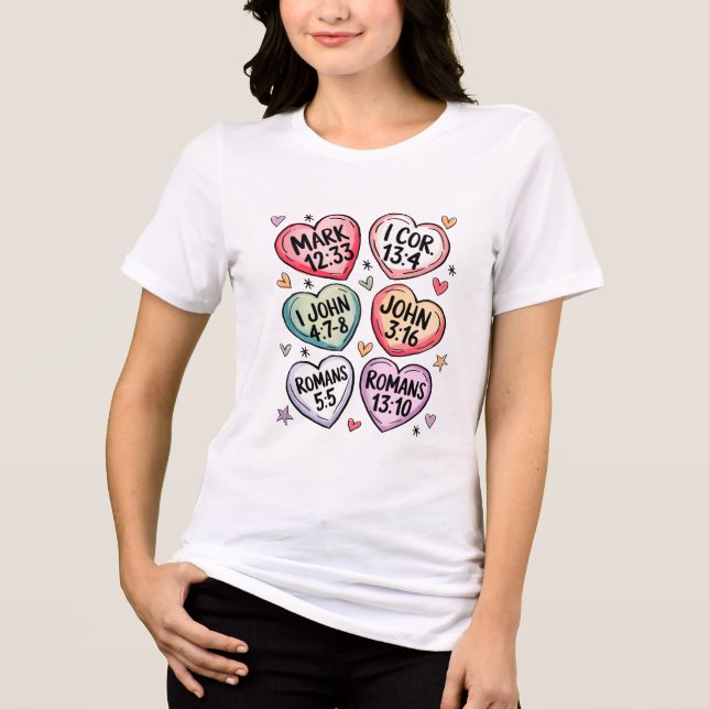 Christian Heart Valentiness Bible Verses T Shirt (Framsida)