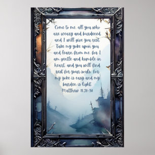 Christian Heliga Bible Verse Matthew 11:28-30 Poster
