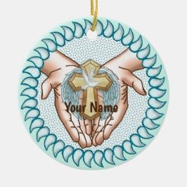 Christian Heliga Spirit Händer Julgransprydnad Keramik