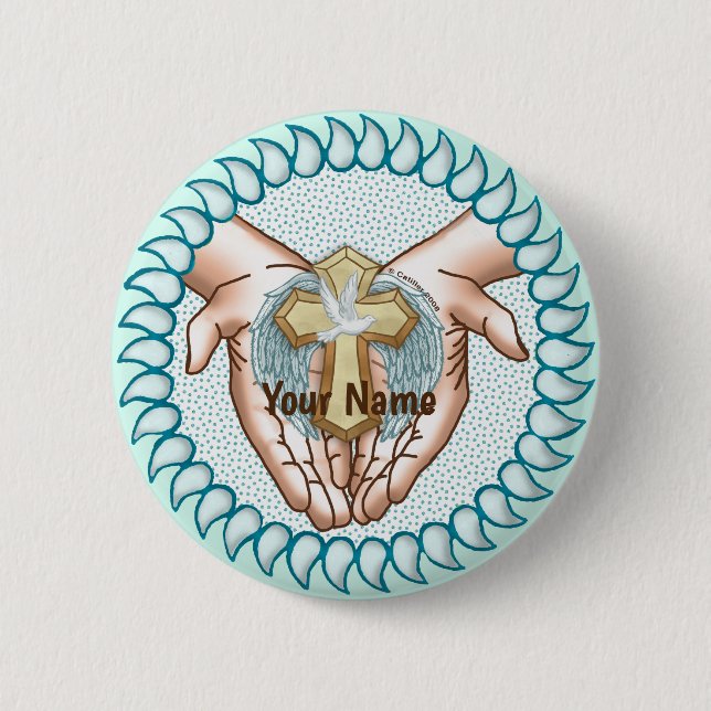 Christian Heliga Spirit Händer Knapp (Framsida)