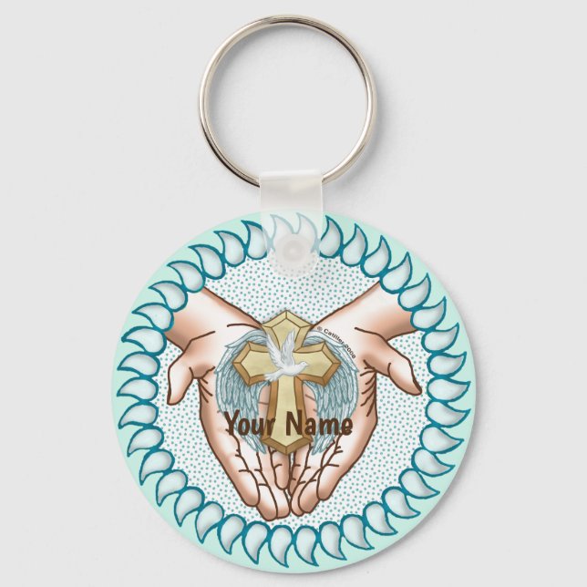 Christian Heliga Spirit Händer Nyckelring (Framsida)