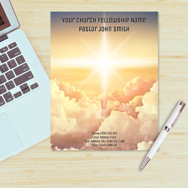 Christian Himmelsk Cloud Church Business Brevhuvud (Christian Heavenly Cloud Church Business Letterhead)