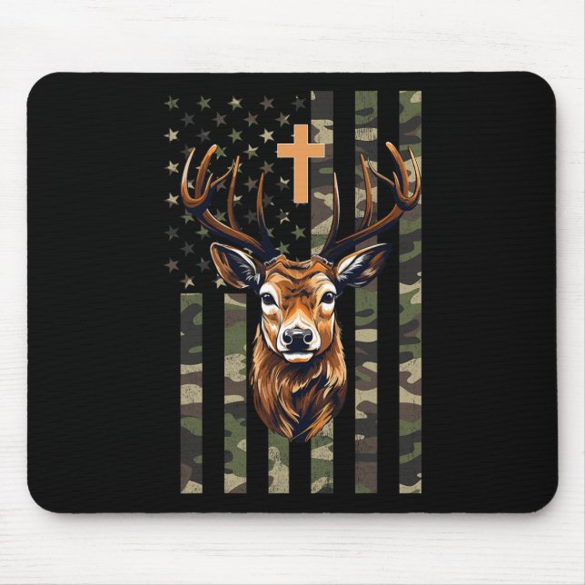 Christian Hjort Hunting Camo American Flagga Musmatta (Framsidan)