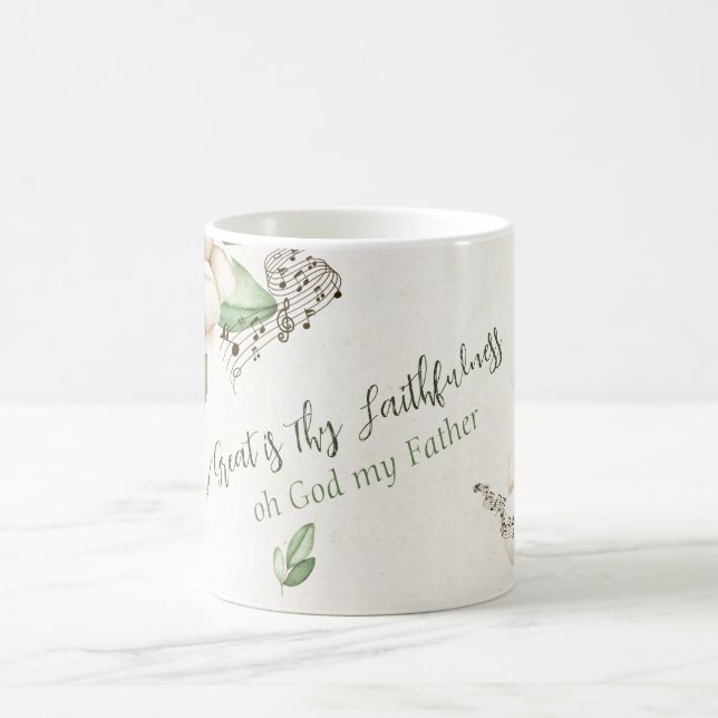 Christian Hymn Magnolia Script Watercolor Kaffemugg (Center)