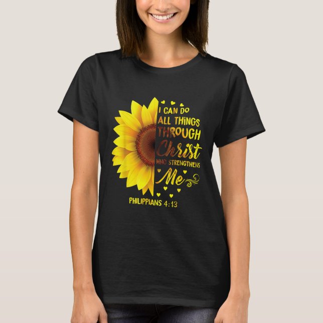 Christian I Can Do All Things Through Christ Bible T Shirt (Framsida)