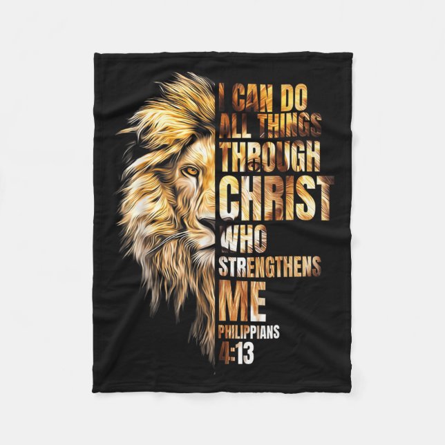 Christian I Can Do All Things Through Christ Lion  Fleecefilt (Framsidan)