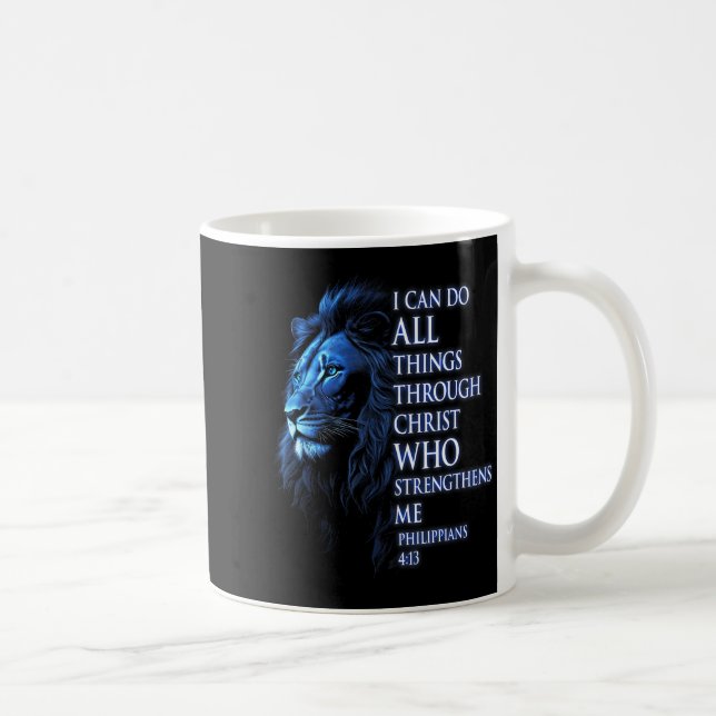 Christian I Can Do All Things Through Christ Lion  Kaffemugg (Höger)