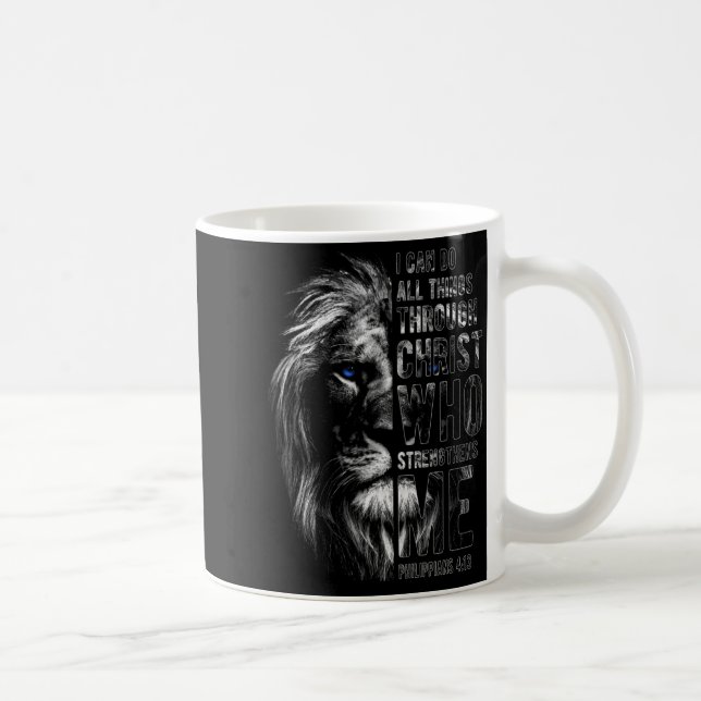 Christian I Can Do All Things Through Christ Lion  Kaffemugg (Höger)