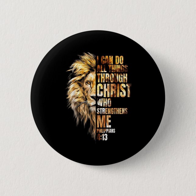 Christian I Can Do All Things Through Christ Lion  Knapp (Framsida)