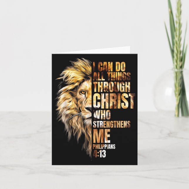 Christian I Can Do All Things Through Christ Lion  Kort (Framsida)
