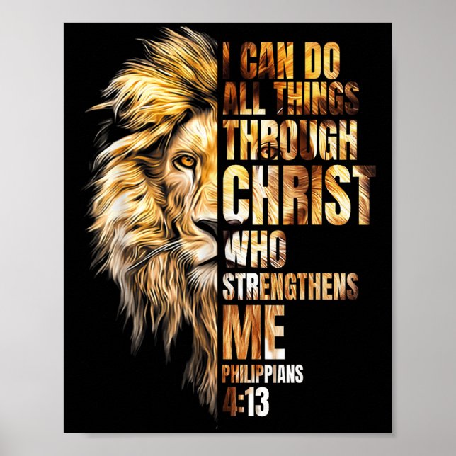 Christian I Can Do All Things Through Christ Lion  Poster (Framsidan)