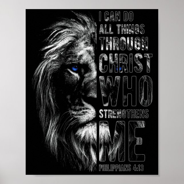 Christian I Can Do All Things Through Christ Lion  Poster (Framsidan)
