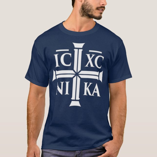 Christian IC XC NIKA-Östra Orthodox Premium T Shirt (Framsida)