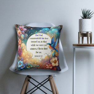 Christian Inspirational Art nouveau Blommigt Kudde