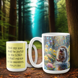 Christian Inspirational Psalms Whimsical Hedgehog Kaffemugg