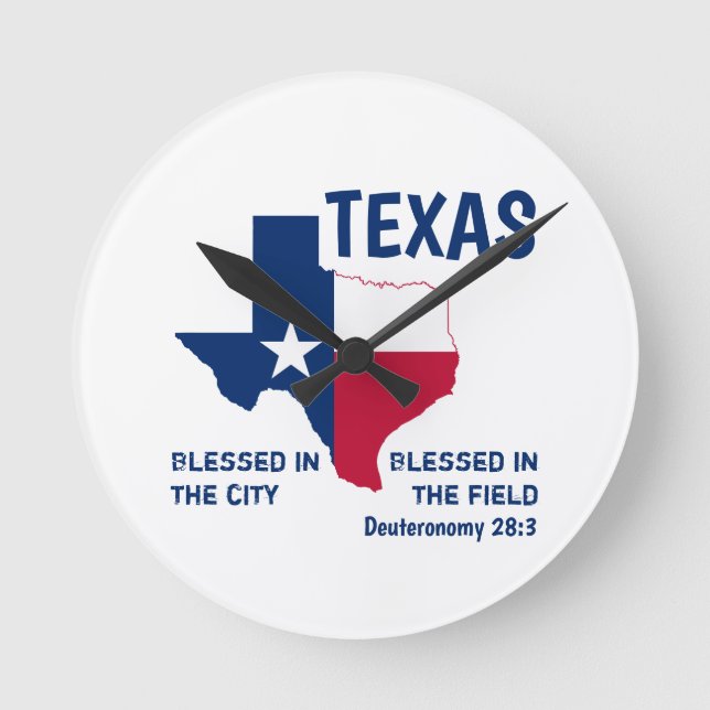 Christian Inspirational TEXAS Scripture Blank Rund Klocka (Framsida)