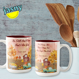 Christian Inspired Fall Autumn Farm Scene Två-Tonad Mugg