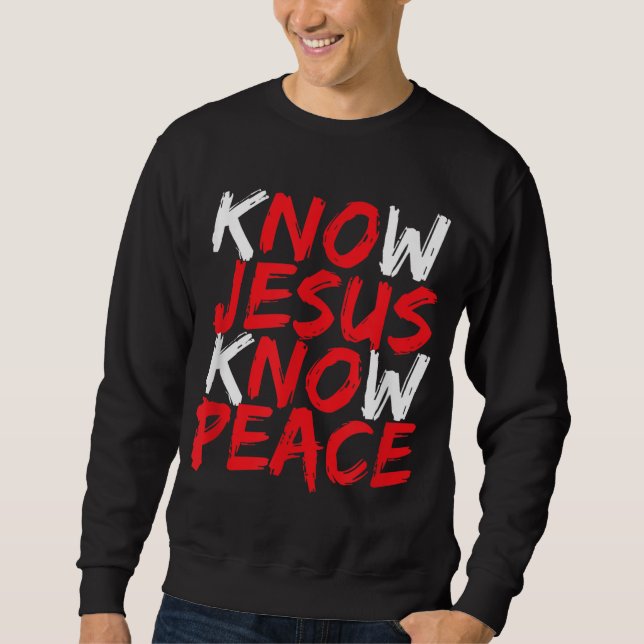 Christian Jesus Bible Verse Scripture Know Jesus K Lång Ärmad Tröja (Framsida)