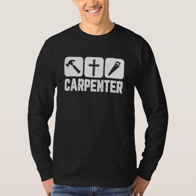 Christian Jesus Carpenter Carpentry Tools & Cross T Shirt (Framsida)