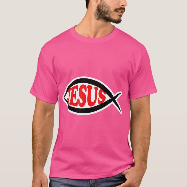 Christian Jesus Fish Symbol Ichthys Ichthus T Shirt (Framsida)