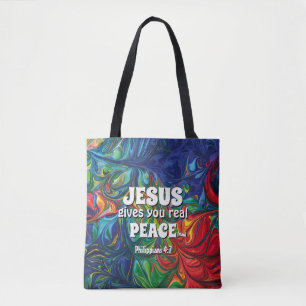 Christian JESUS GE REAL Peace Abstrakt Blue Tygkasse