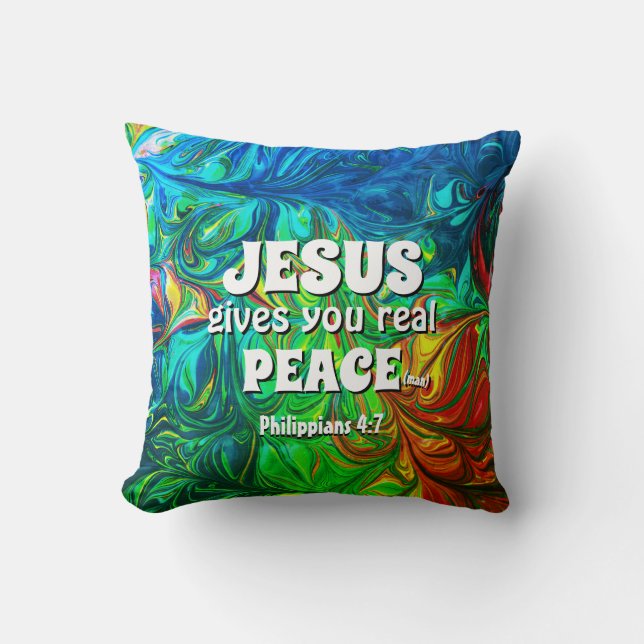 Christian JESUS GE REAL Peace Abstrakt Cyan Kudde (Framsida)