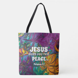 Christian JESUS GE REAL Peace Abstrakt Lila Tygkasse