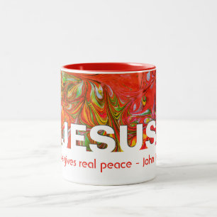 Christian JESUS Ge Real Peace Anpassningsbar RED R Två-Tonad Mugg