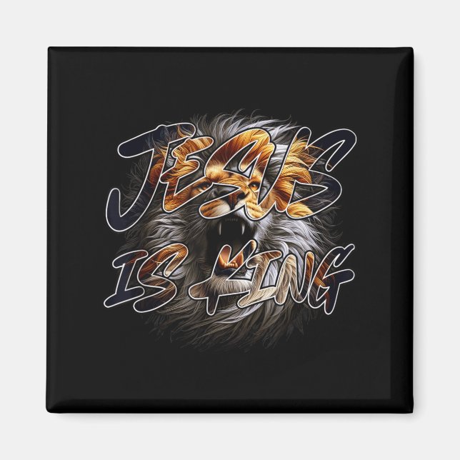 Christian Jesus Is King With Striking Lion Of Juda Magnet (Framsidan)