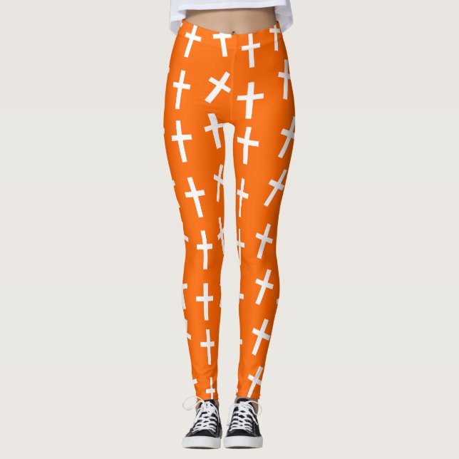 Christian Jesus kor orange mönster Leggings (Framsida)