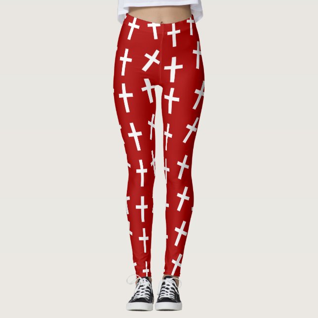 Christian Jesus kor red mönster Leggings (Framsida)