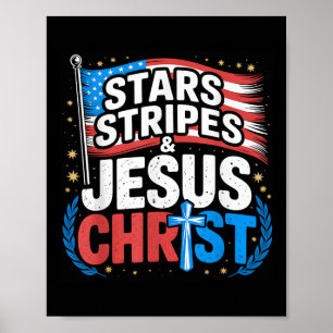 Christian Jesus Kristus Stars Rand 4 juli U Poster