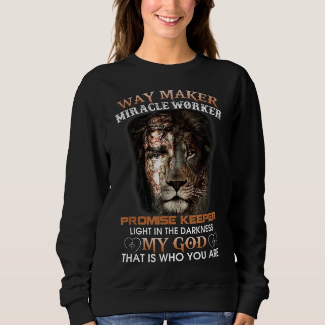 Christian Jesus Lejon Way Maker Miracle Worker Pro T Shirt (Framsida)