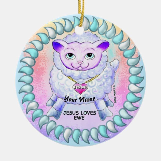 Christian Jesus Loves You  Julgransprydnad Keramik (Framsidan)