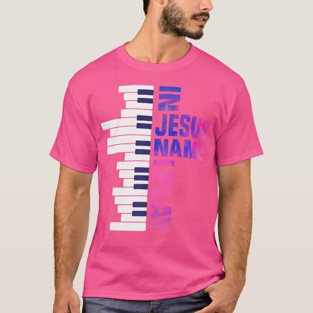 Christian Jesus Piano Player Pianist Keyboard Play T Shirt (Framsida)