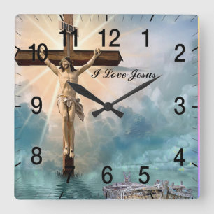 Christian Jesus prayer Fyrkantig Klocka