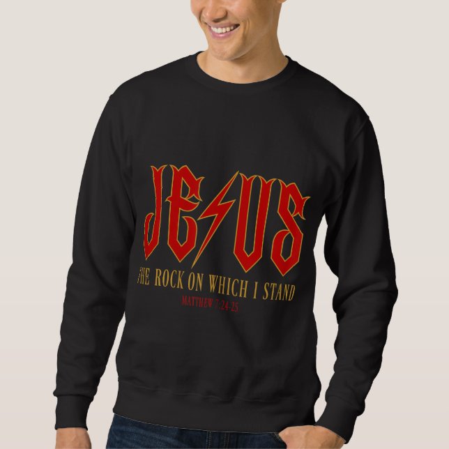 Christian Jesus Sten Band Matthew 724, Retro Vinta Lång Ärmad Tröja (Framsida)