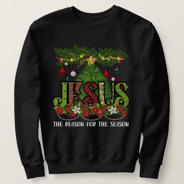 Christian Jesus The Reason Julafton Julhelg Lång Ärmad Tröja (Design framsida)