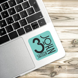 Christian John 3:16 Bible Verse Distress Minimal Fyrkantigt Klistermärke