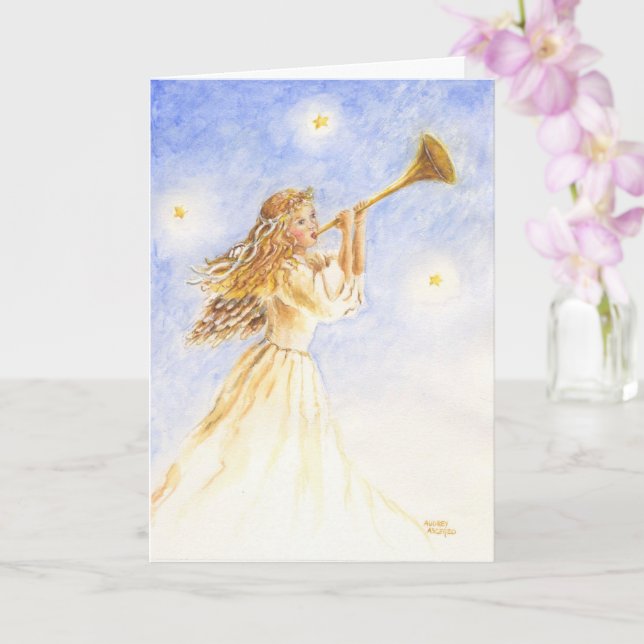 Christian Jul Angel med Horn Greeting Card Kort (Orkide)
