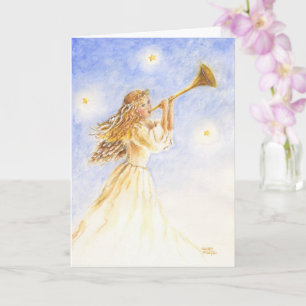 Christian Jul Angel med Horn Greeting Card Kort