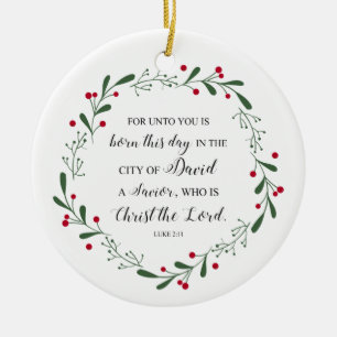Christian jul Bible Verse Jesus Savior Luke Julgransprydnad Keramik