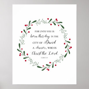 Christian jul Bible Verse Jesus Savior Luke Poster